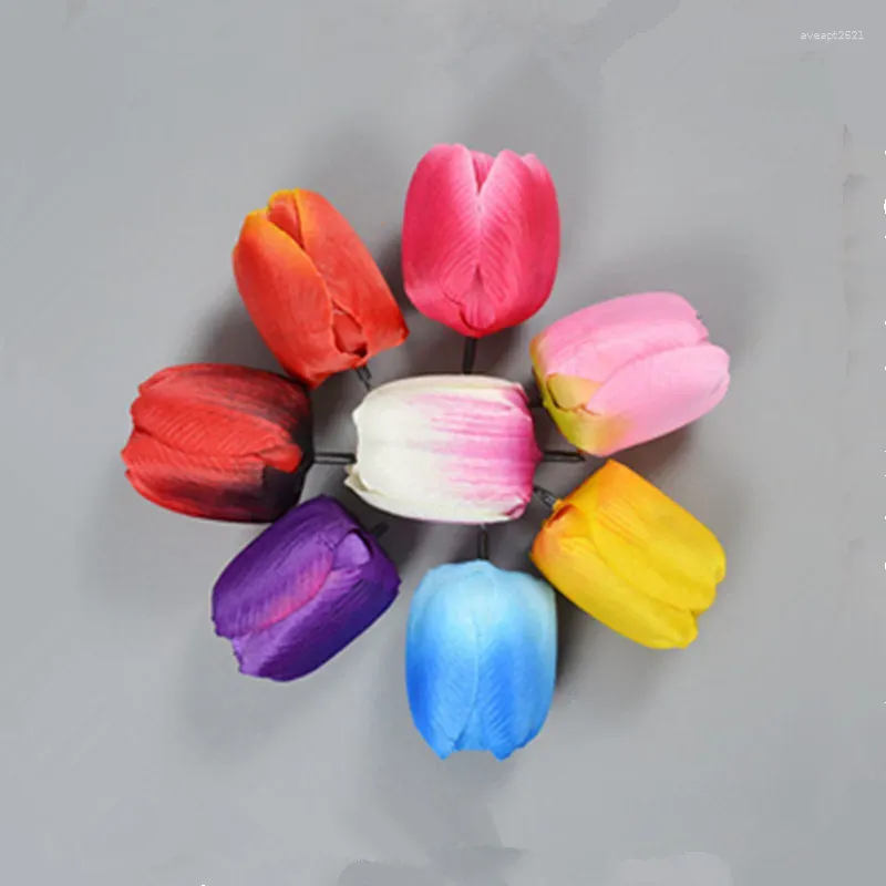 Decorative Flowers Fake Tulips Heads Holiday Year Gifts Wall Panels Wreath Room Home DIY Decor Ornaments Wedding Birthday Decoration