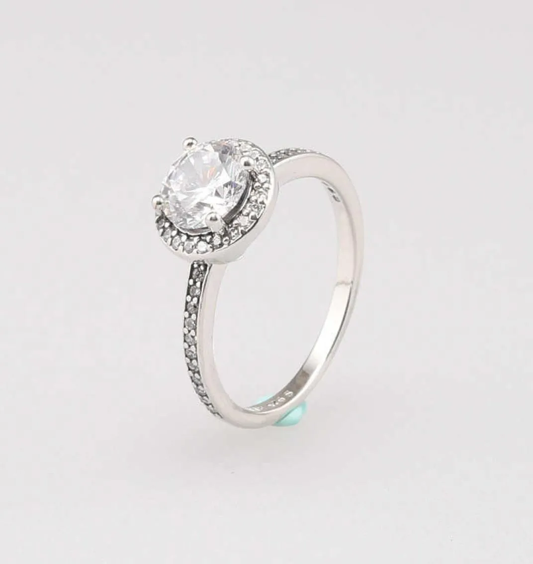 Silver Sterling REAL 925 CZ Diamond خاتم الماس مع مجموعة أصلية مناسبة للاشمئز