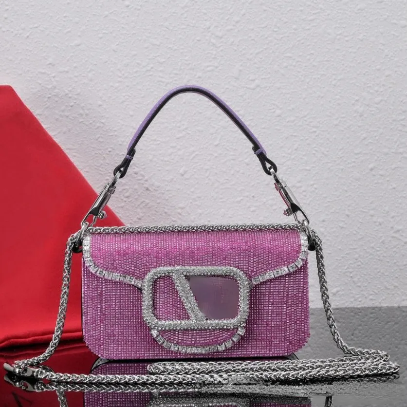 Women Designer Bags Crystal Diamond V Bucket Bag Crossbody Chain Flaps European and American Style Leather Underarm Bag