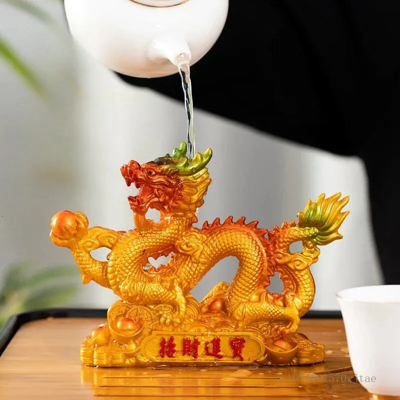 Resin Color Changing Tea Pet Dragon Shaped Creative Home Living Room Study Office KungFu Accessories 2024 1Pc 231225