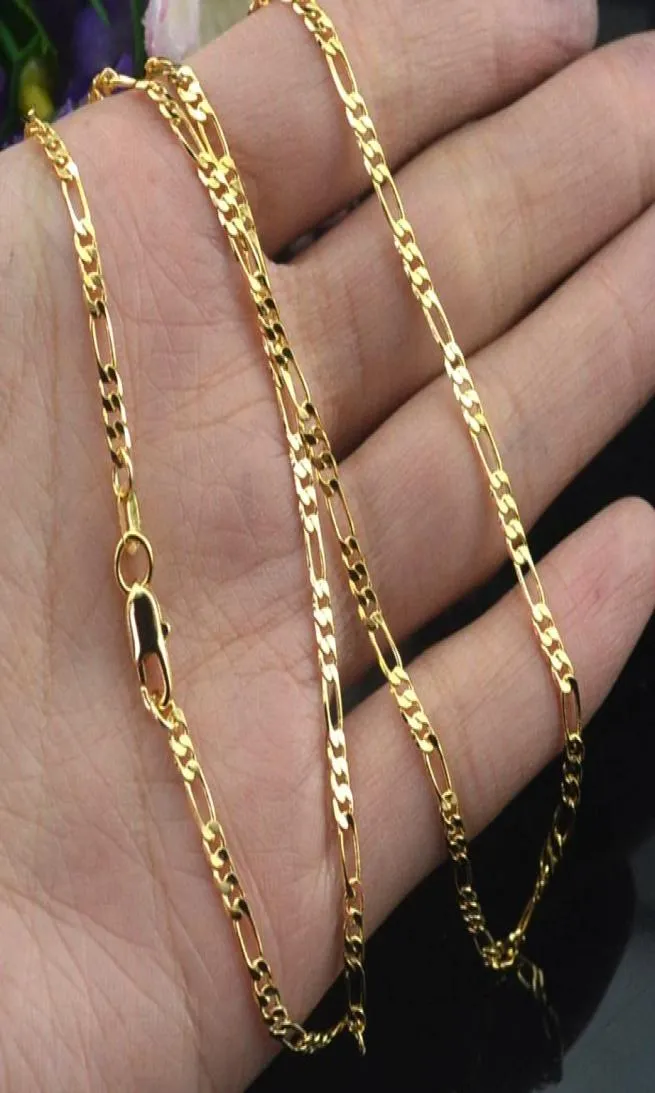 10st Gold 2mm Size Figaro Halsband 1630 tum Fashion Woman Jewelry Woman Simple Sweater Chain Jewelry Factory kan vara CUS9520046