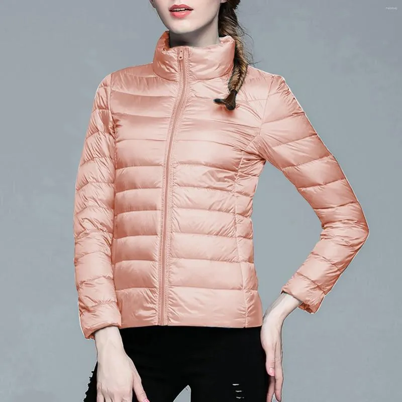 Womens Ultralight Down Jacket With Hatless Standing Collar Solid Color With Pouch From Madebag 26.63 DHgate.Com