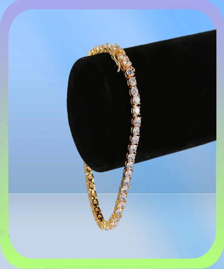 18K Gold Plated Cubic Zirconia Classic 3456mmTennis Bracelet Gold Bracelets for Women 7inch 8inch6411575