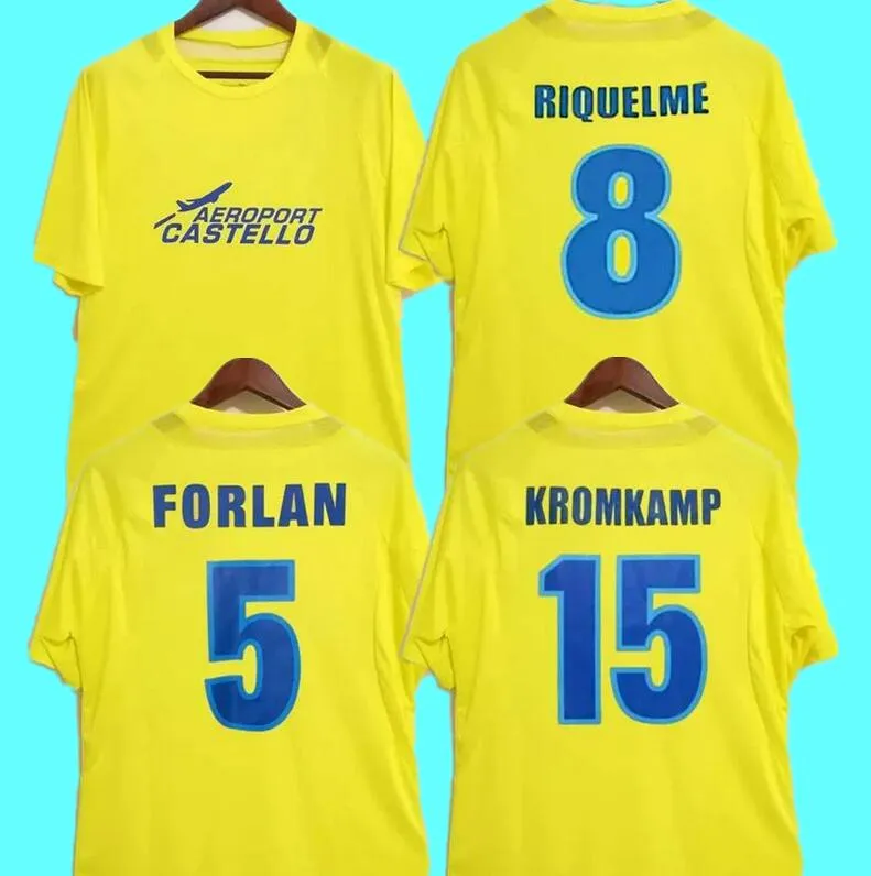 2005 2006 레트로 빌라 레알 축구 저지 Roger Forlan Tacchinardi Riquelme Kromkamp Figueroa 05 06 클래식 빈티지 풋볼 셔츠