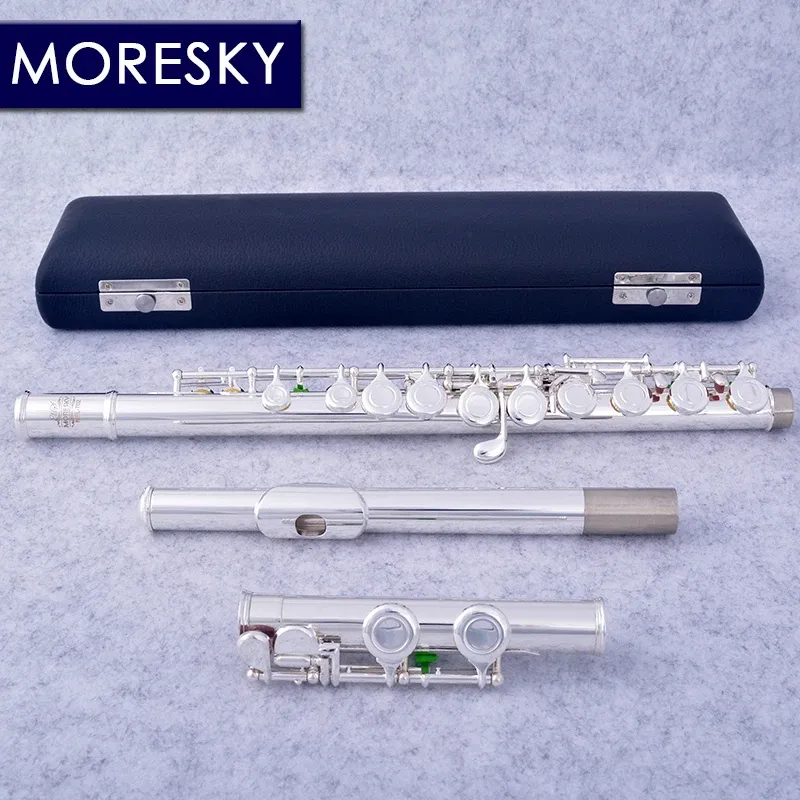 Moresky 16 Close C Key Cey Flute Cupronickel Silver Plute Writed Hand-With With E Keys MFL-702