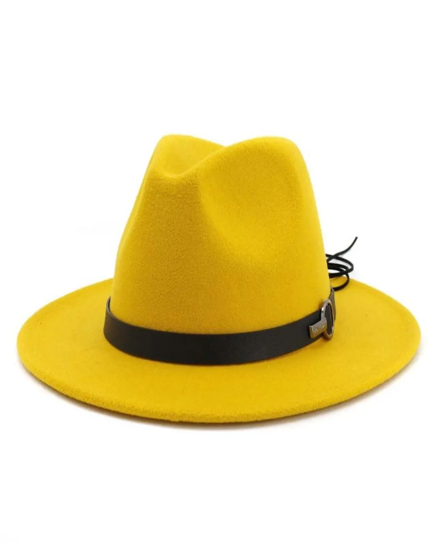 Men Women Wool Felt Jazz Fedora Hats 2020 Latest Flat Brim Trilby Panama Style Party Cap Outdoor Large Brim Sunshade Hat2748028