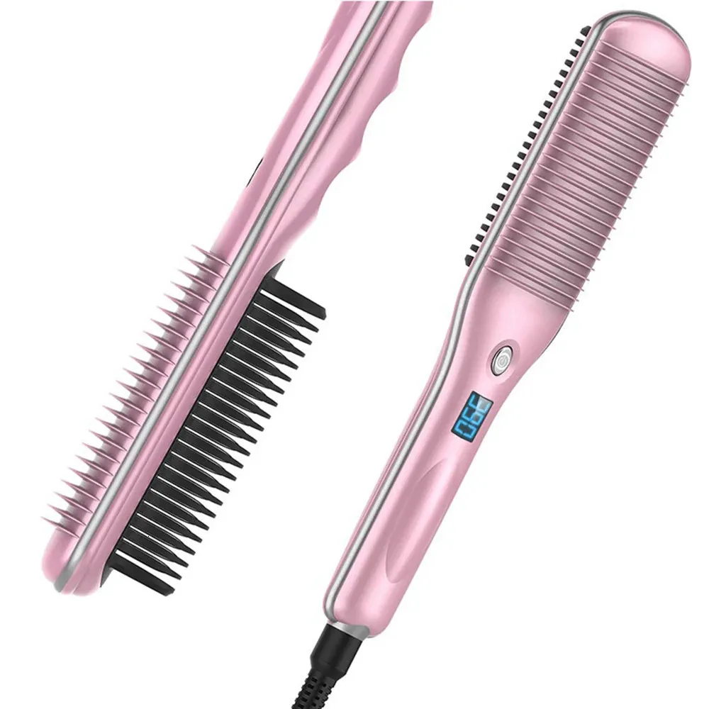 Brosse à lisser les cheveux 2 en 1 30 'chauffe le bigoudi droit anti-brûlure Dualuse 110240V attelle de lissage fer à boucle intérieure 231225