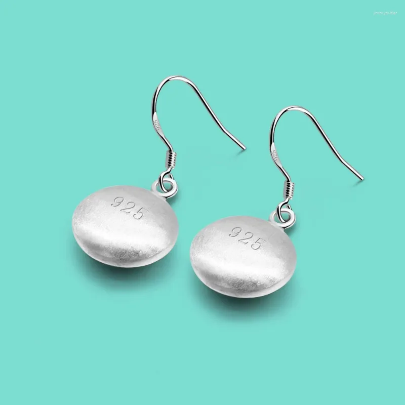 Dangle Earrings Stylish Pendant Minimalist Women's 925 Silver Originality Geometric Brushed Round Accessories Premium Sensitivity Bout.