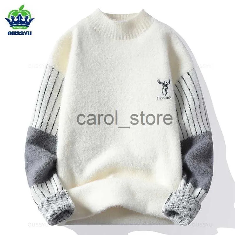 Ponts-pulls masculins pulls chauds modélistes masculins modélisation de la mode mince noire coréen blanc épais streetwear vison à moitié pull à col roulant pull paille