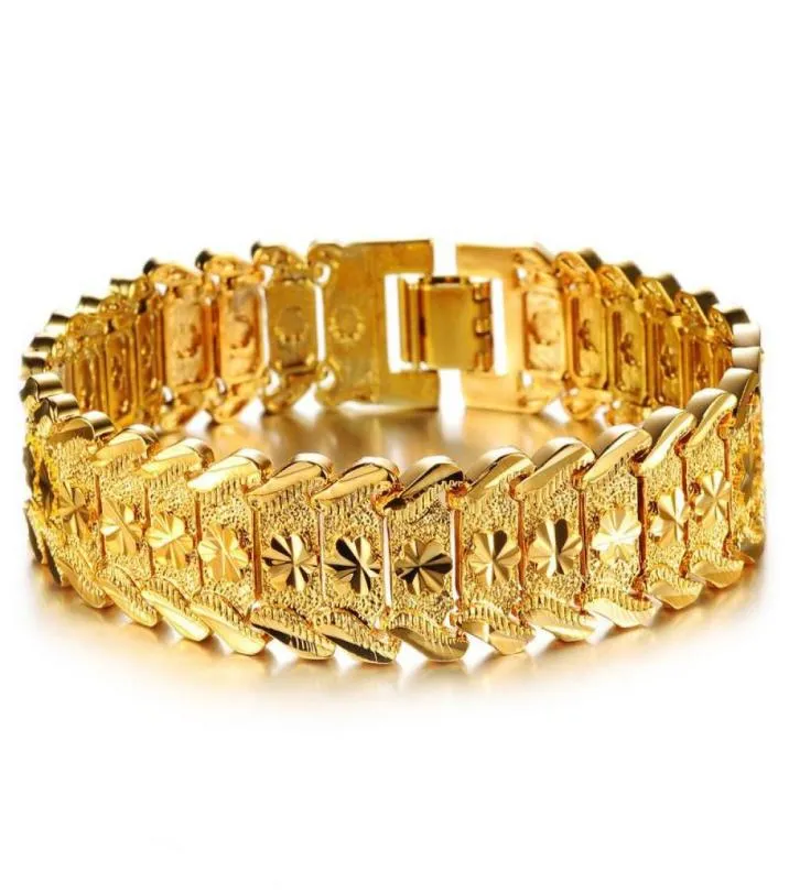 Personality Charm Bracelets 18K Gold Wheat Wrist Link Chain Bangles sumptuous Punk Jewelry For Men Women Cuban Bracelet Accessorie5488468