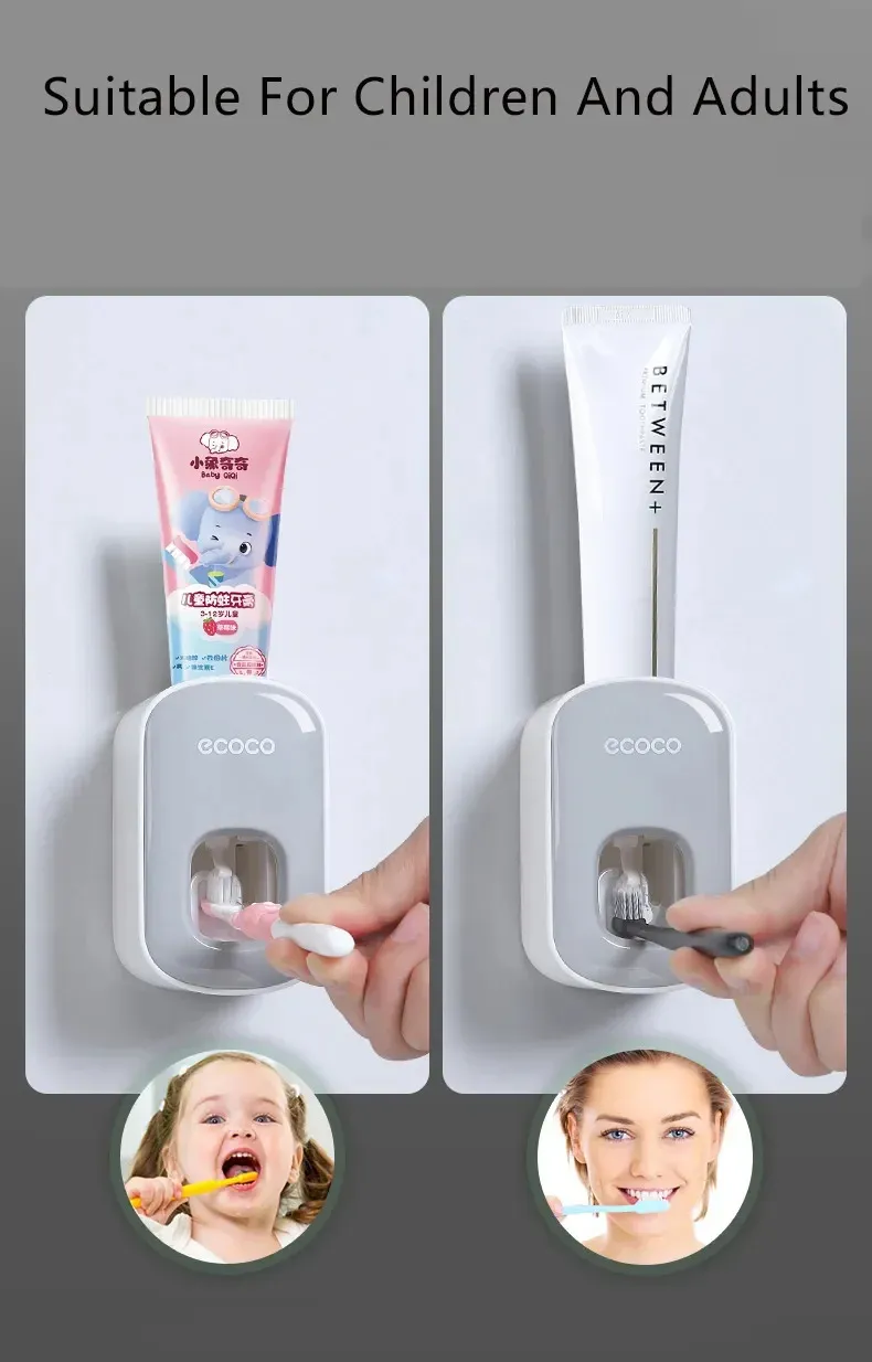 ECOCO Wall Mounted Toothbrush Holder With Automatic Toothpaste ...