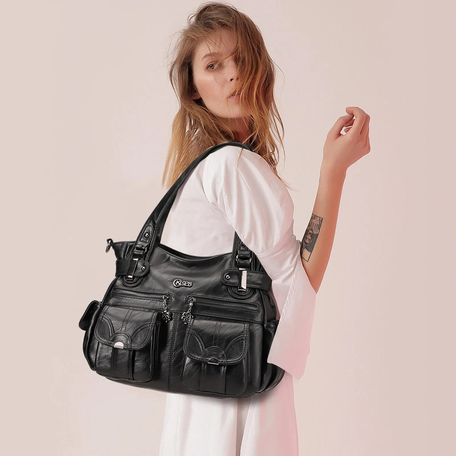 Bags Kl928 Pu Leather Women Shoulder Bag Designer Tote Handbags