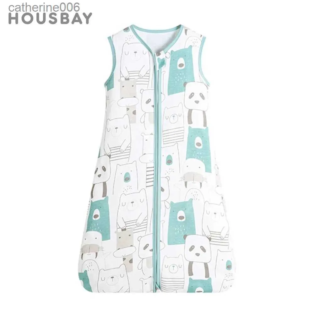 Sleeping Bags Baby Sleeping Bag For Newborn Baby Wearable Blanket 0.5 Tog Summer 100% Cotton Print Vest Sleep Sack Baby Boys Girls 0-3 YearsL231225