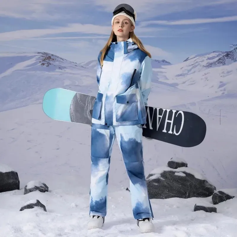 Traje de esquí de nieve para mujer, ropa de snowboard, chaquetas y  pantalones de esquí al