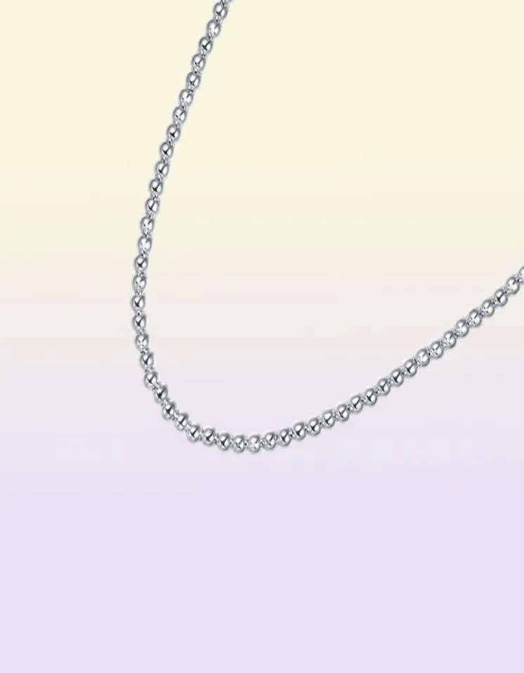 Helt ny pläterad Sterling Silver Necklace 18inchs4mm ihålig pärlhalsband DHSN114 Topp 925 Silver Plate Jewelry Beaded Neckla8194781