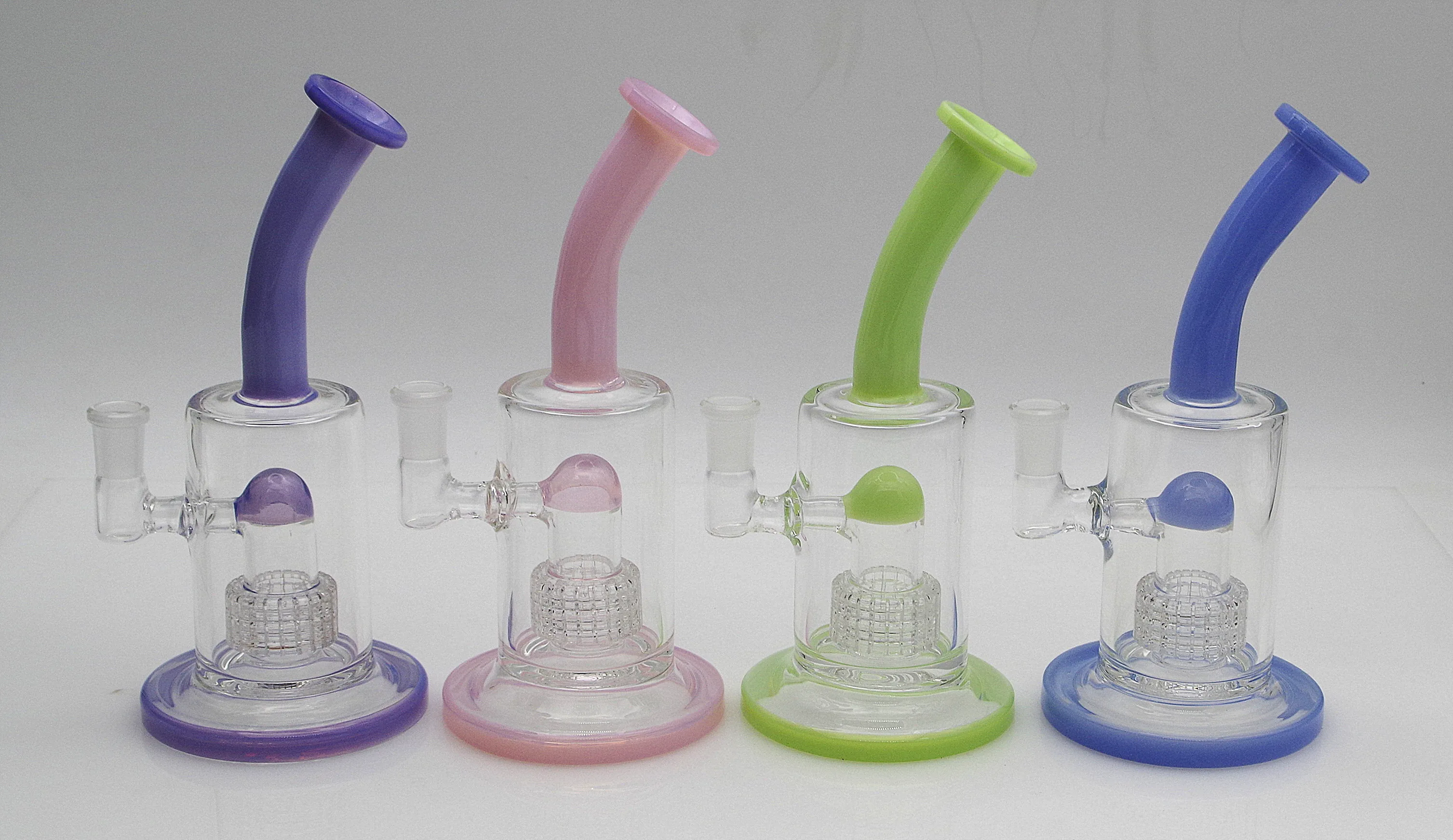 8 polegadas Percolator Glass Bong Hookah para tabaco colorido de 14 mm com tigela