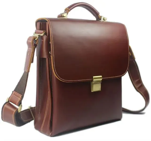 Akkacties mannen aktetas portfolio mannen lederen aktetas handtas bedrijfszak Attache case mannelijk lederen crossbody tas m002#