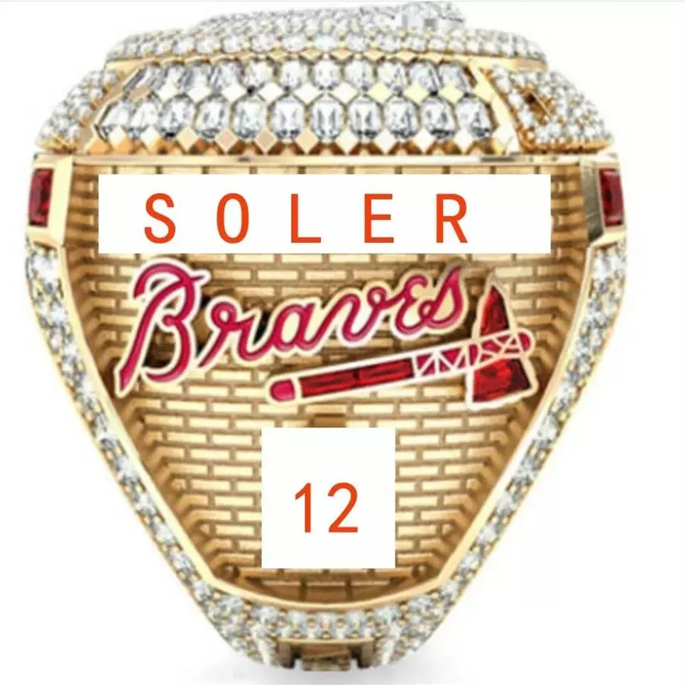 9 Players Name Ring SOLER MAN ALBIES 2021 2022 World Series Baseball Braves Team Championship Ring With Wooden Display Box Sou205M