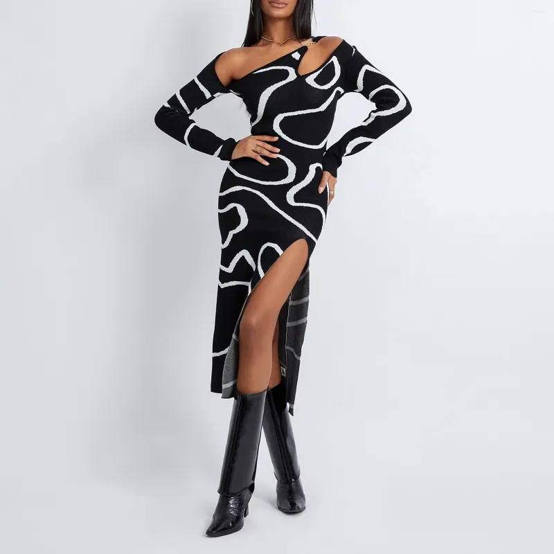 Womens Off Shoulder Bodycon Midi Dress Long Sleeve Jacquard Polyester  Sheath Silhouette Winter Autumn from Dhgate Basic & Casual Dresses - price  42.54