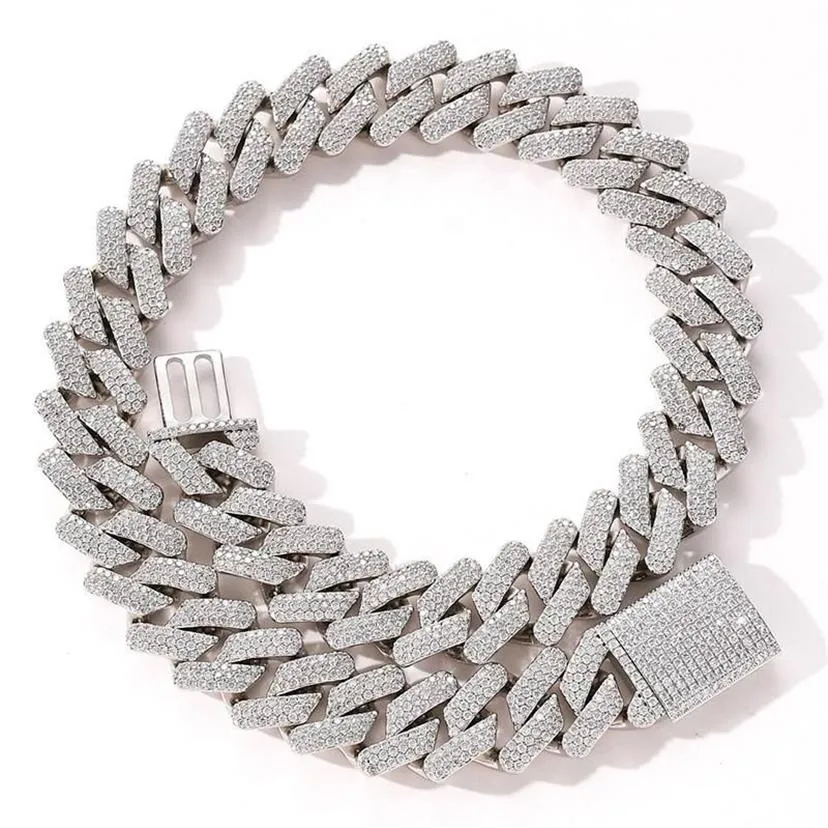 Ketten 20 mm großer schwerer massiver kubanischer Gliederkette Hip Hop CZ Stein asphaltiert Bling Eced Square Curb Chokers Halsketten für Männer Rapper JE251f