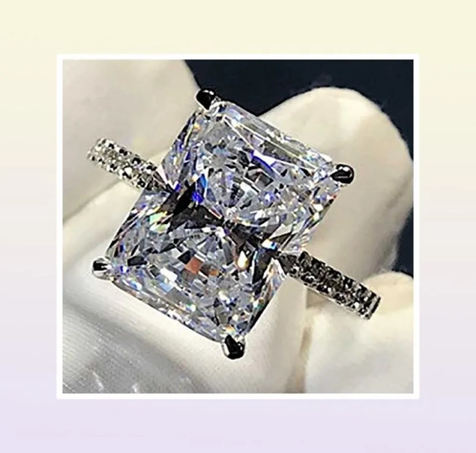 Corte 3ct laboratório radiante anel de diamante 925 prata esterlina bijou noivado anéis de banda de casamento para mulheres festa de noiva jóias3117617