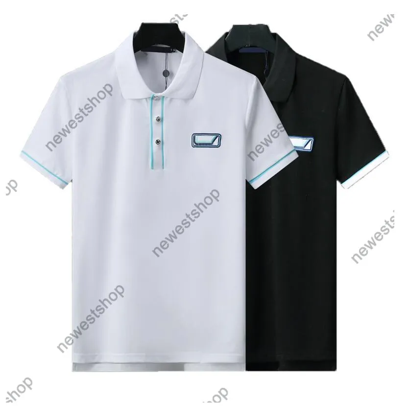 24SS Summer Mens Polos 남자 디자이너 티셔츠 자수 편지 인쇄 폴로 셔츠 남자 짧은 슬리브면 검은 흰색 티셔츠