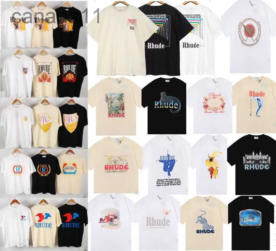 g allery d ept bayan tasarımcısı rhude tişörtleri baskılı moda adam tişört pamuklu gündelik tees kısa kollu lüks hip hop sokak kıyafeti tişörtler boyutu S-XL Q1 2I0Q