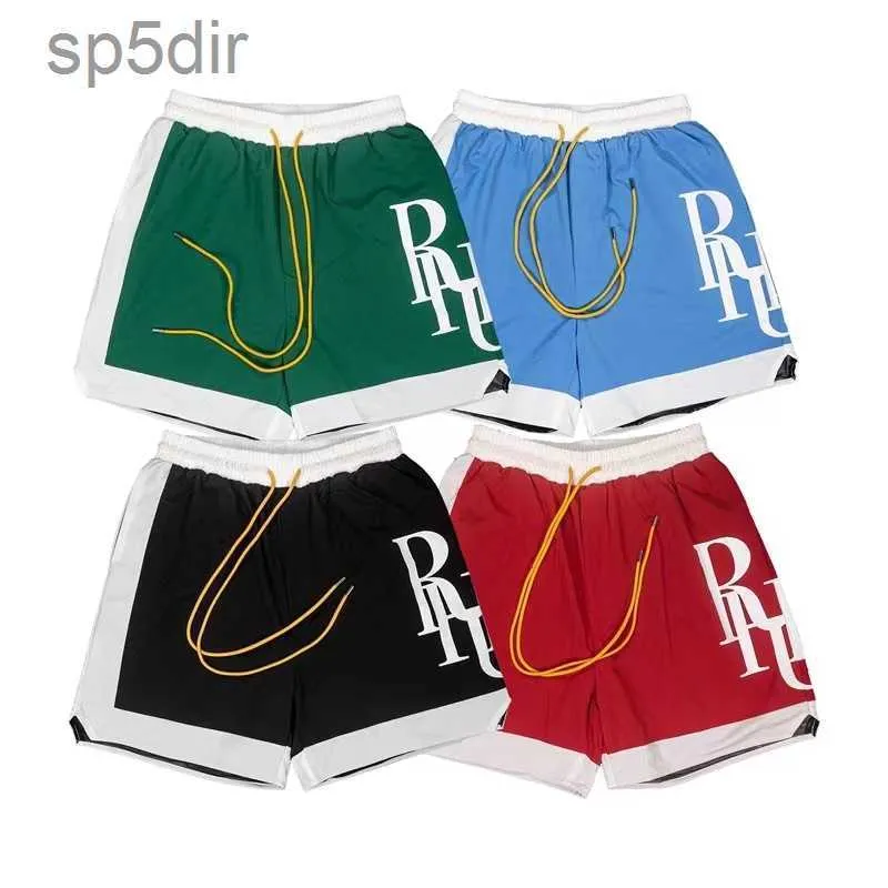 男性ショーツデザイナーRhude Summer Fashion Beach Pants Street Wear Red Blue Black Green Mens Short Contrast Color