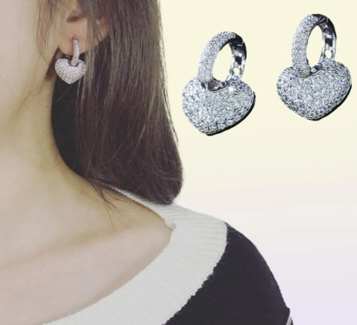 2019 Nouvelle Arrivée Top Vente Bijoux De Luxe 925 Sterling SilverRose Or Remplissage Pave Blanc Topaze CZ Diamant Boucle D'oreille Collier Pour Wo2558513