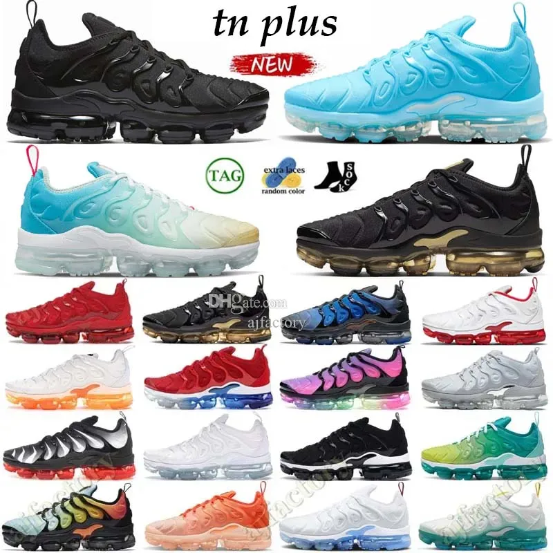 TN Plus Running Shoes Män Kvinnor Triple Black Red White Silver Gradient Hyper Pink Rattan Crimson Obsidian Fuchsia Tennis Ball Mens Sports Sneakers Trainers