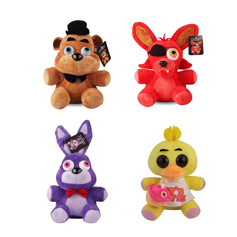 FNAF Plush Toys 25 cm Cinco noites no Freddy's Bear Fox Bunny Duck Backed Animal Plush Dolls Wholesale para Máquina de Garra