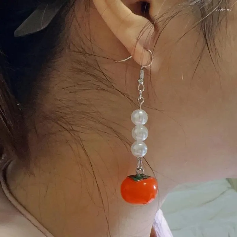 Dangle Earrings Unique Simple Pearl Persimmon Drop Fashion Small Hoop Statement Jewelry