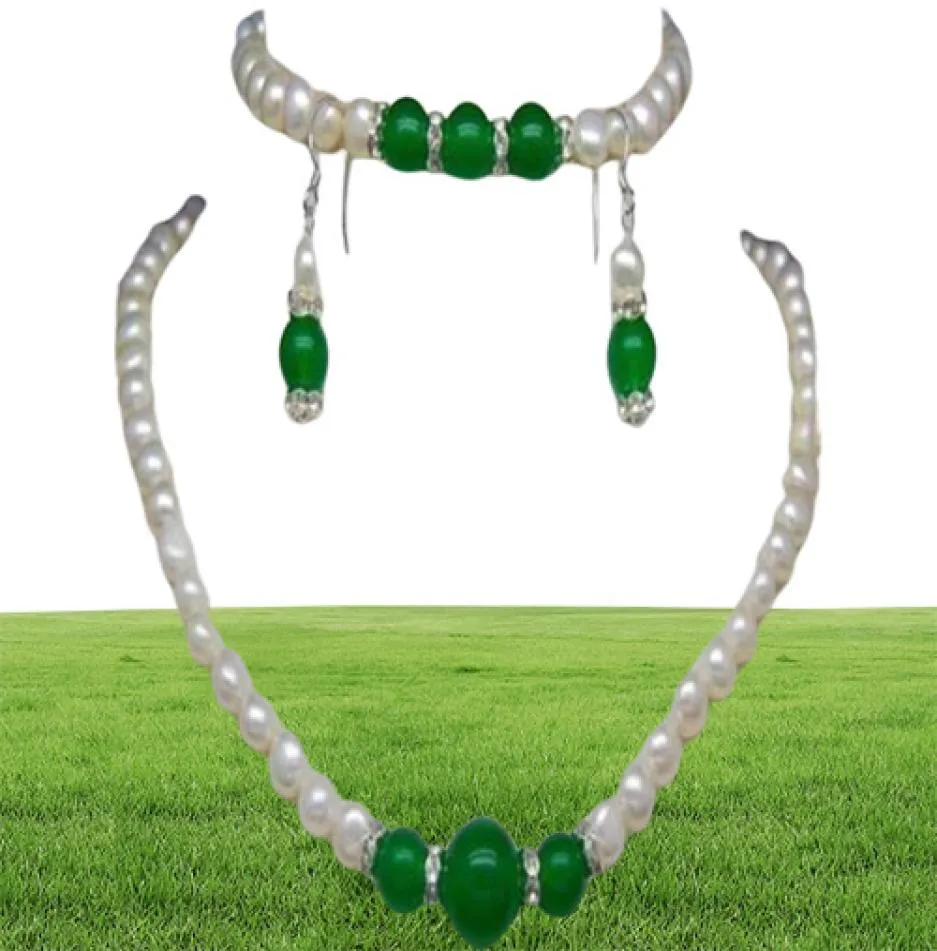 Natural78mmWhitePearLampGreenJadeGemsNecklaceBraceleteArringset1803475 Natural78mmWhitePearLampGreenJadeGe88334327839091