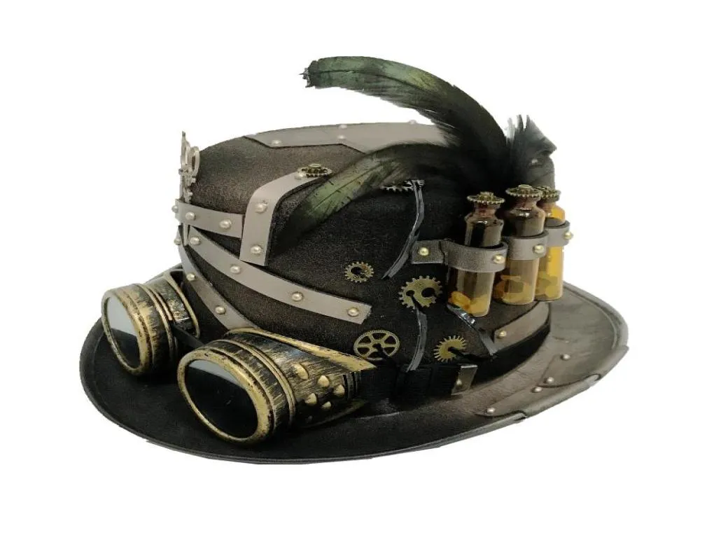 Men Women Handmade Steampunk Top Hat Magic Bowler Hat Punk Cosplay Fedora7756814