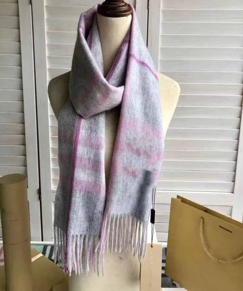 11Color Design Woman and Mens 100 Cashmere Plaid Scarf Luxury Shawl Size18030 mode för höst- och vinterdubblar med Wit8180463