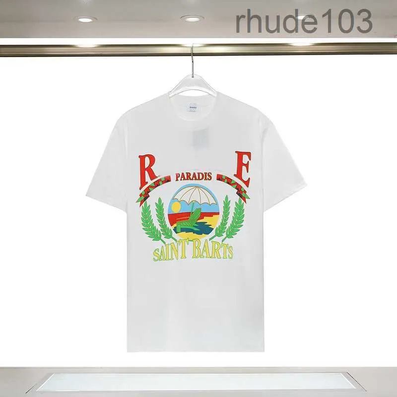 새로운 스타일 Rhude Mens T Shirts S3XL 최고 여름 패션 디자이너 TSHIRTS 스트리트 캐주얼 짧은 슬리브 비치 스타일 Rhude Tees 면화 인쇄 여성 셔츠 XXL 3XL TEE L JH3X