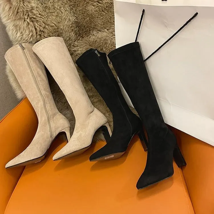 Long Boots Designer de moda Sapatos de plataforma Chelsea Boots Square Zipper High Heel Fashion Shoes 231225