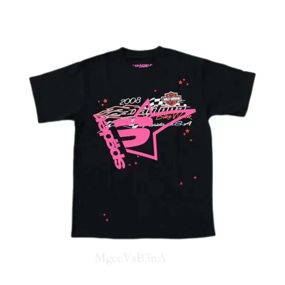 T-shirts pour hommes Hommes T Rose Jeune Thug Sp5der Chemise Mans Femmes Qualité Mousse Impression Spider Web Modèle À Manches Courtes Mode Top Hip Hop 858