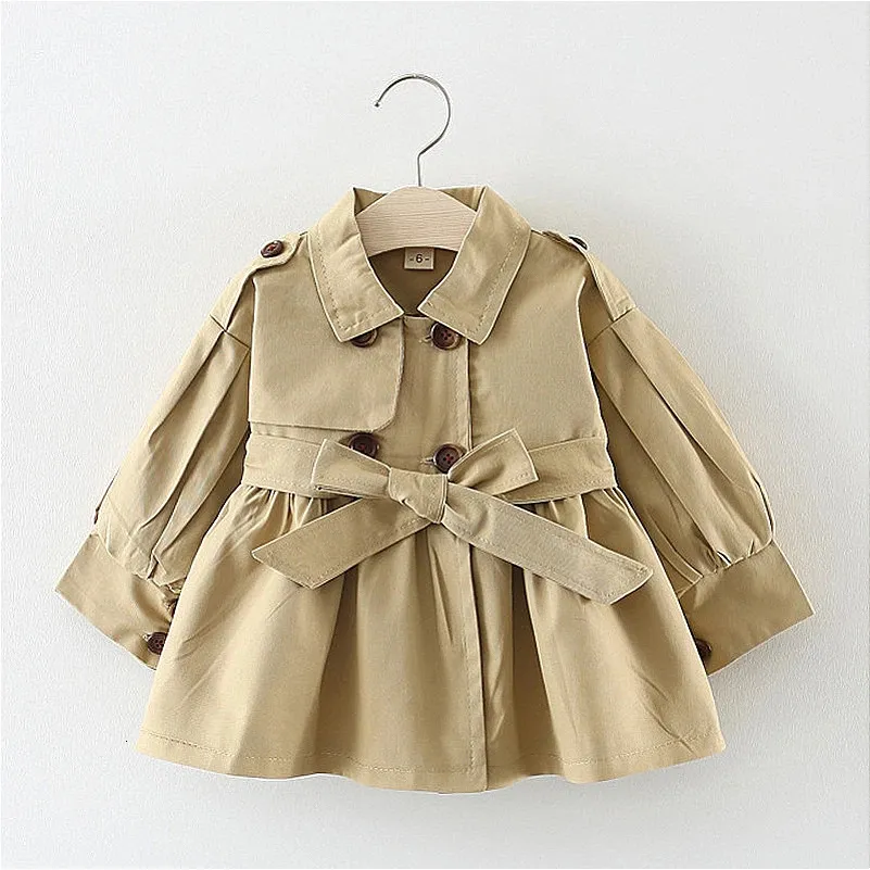 Wiosenna jesień koreański styl uroczy długie okopa dziewczynki płaszcze kurtki wiatrówki dla dzieci odzież dziewczynki płaszcz dla dzieci 231225
