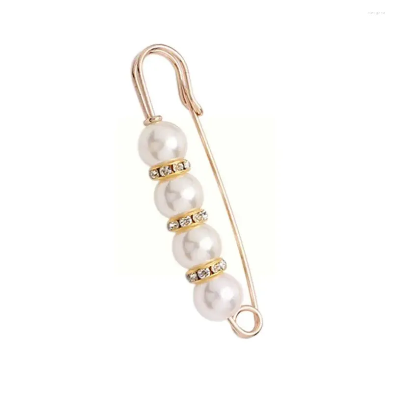 Cheap 1PCS Anti Exposed Pearls Crystal Brooch Decoration Waist Tighting  Clap Clothing Pins Waistband Pin