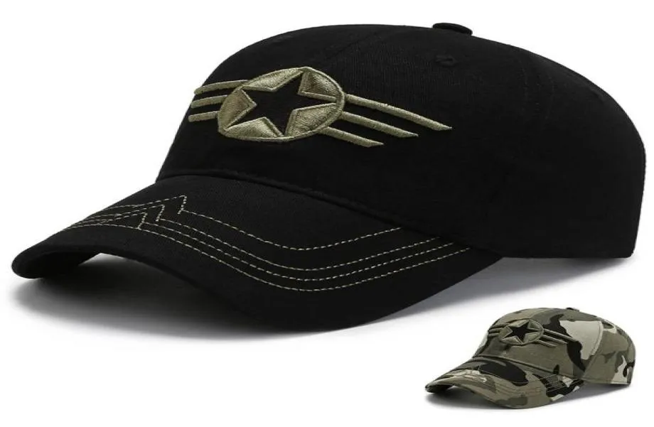 2022 Summer Men039s Fivestar Camouflage Berretto da baseball Protezione solare Cappello da sole verde militare5348211