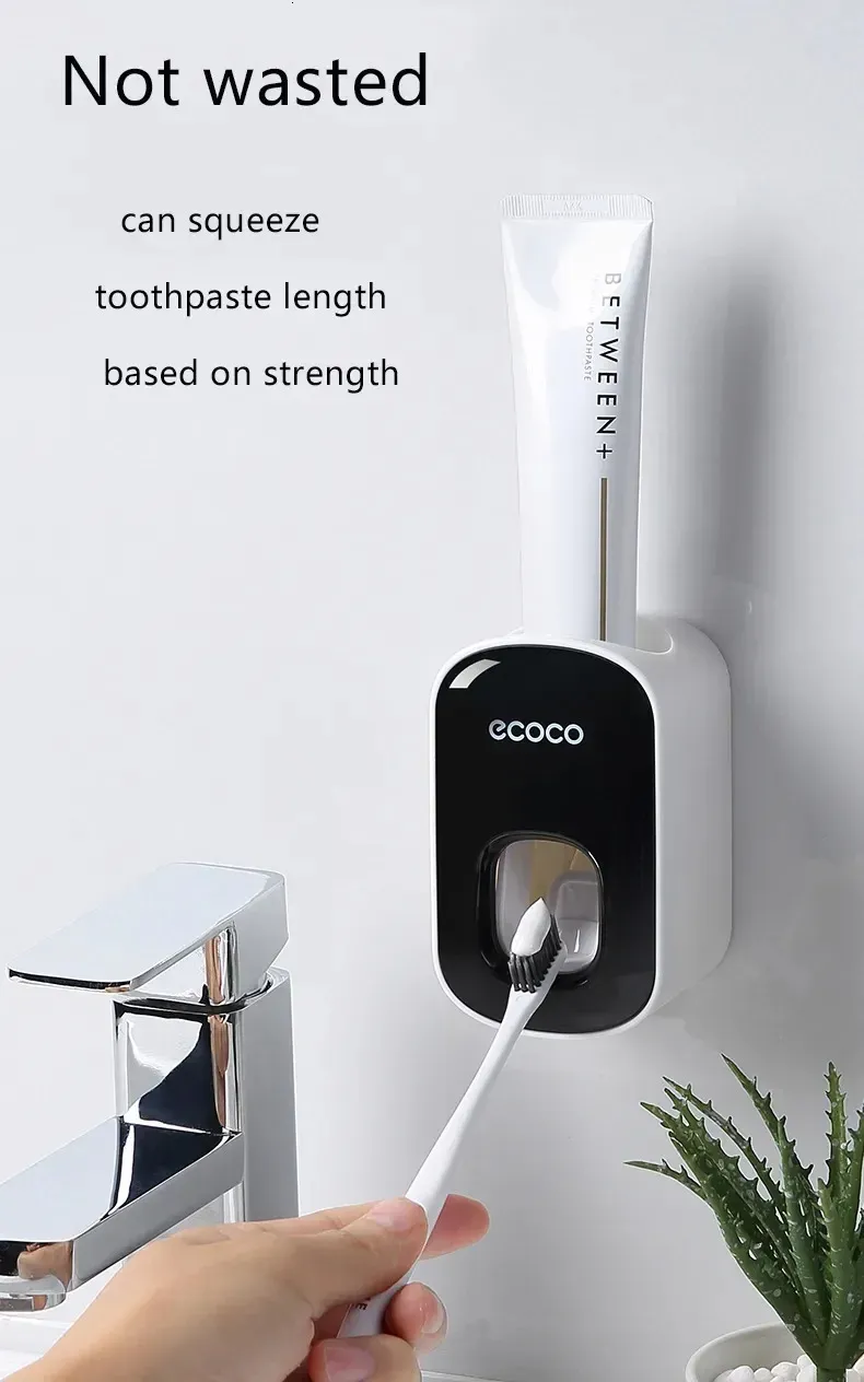 ECOCO Wall Mounted Toothbrush Holder With Automatic Toothpaste ...