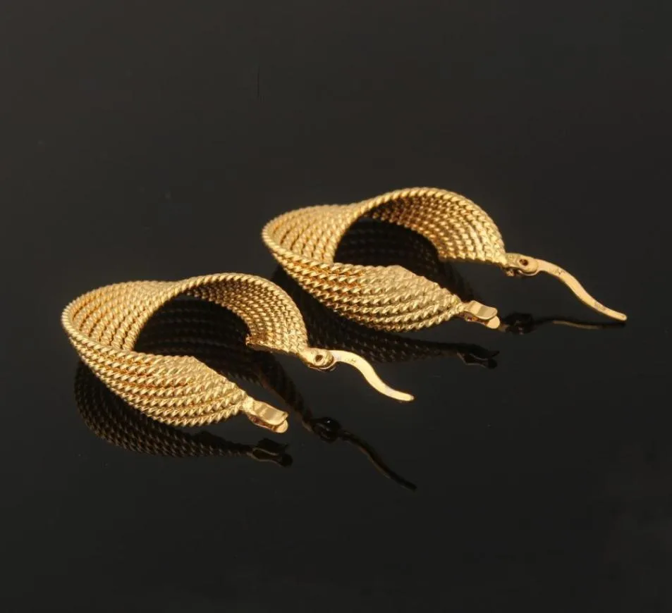 Mode 14 k jaune or massif GF boucle d'oreille boucles d'oreilles breloques bijoux pli pour les femmes cadeau 9908067