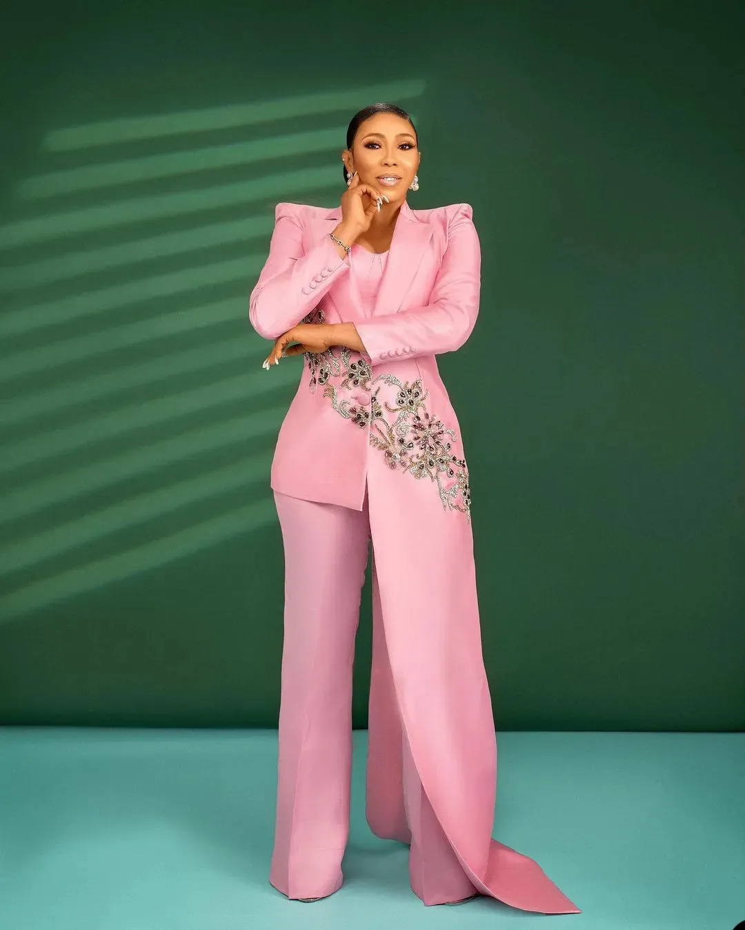Hot Pink Pants Suit for Women Satin Lace Embellished Slim Fit with Zipper  Back from Dhgate Evening Dresses - price 239.36