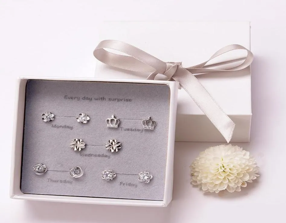 Each set of zircon earring gift box sets whole individual women039s fivepointed star earrings 8209697