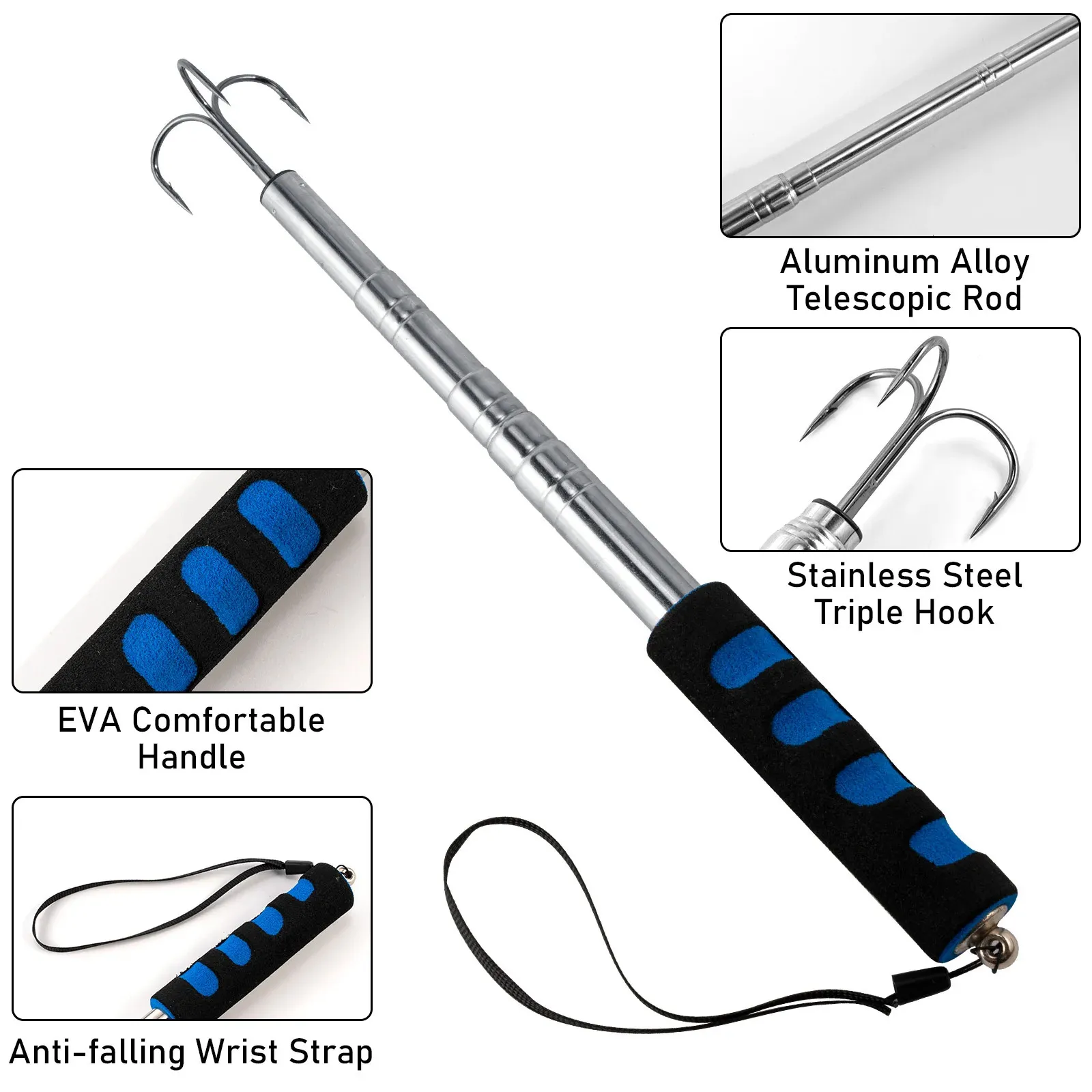 Telescopic Fishing Gaff Stainless Steel Triple Hook Sea Spear Telescoping  Pole With Boat Ice Pesca Offshore 231225 From Fan05, $8.73