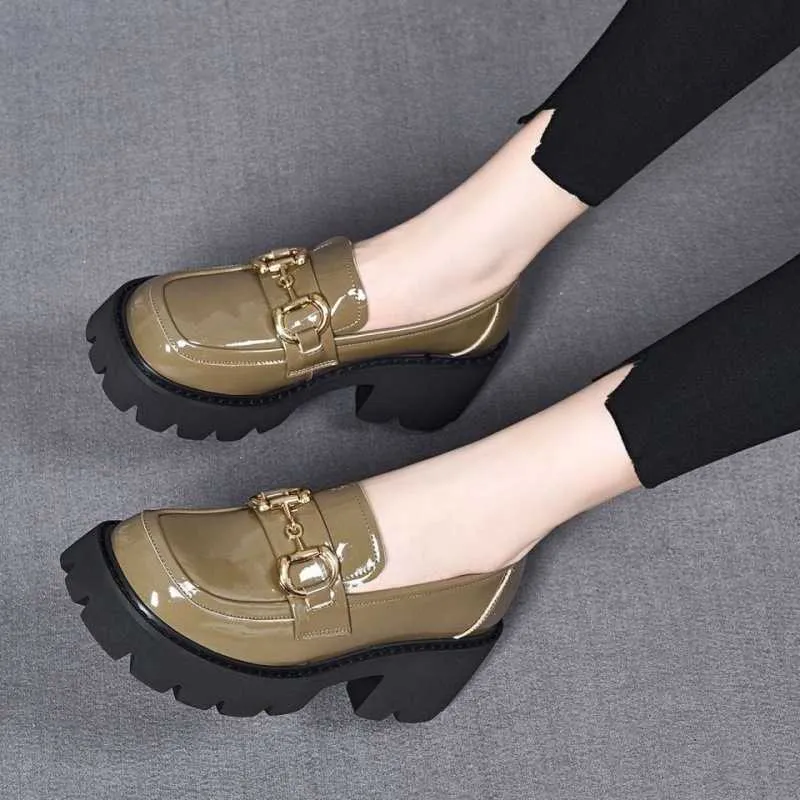 Dress Shoes Genuine leather small shoes for women in spring new British style black loafers non slip soft soled women's work