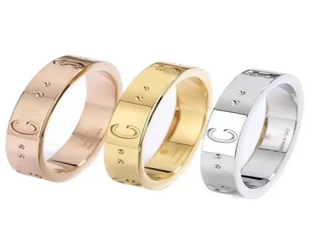 2022 Nuevas mujeres Anillos de banda Estilo de moda Anillo Diseñador Anillos lisos Acero de lujo Grabado Letra G Hombres Mujeres Diseñadores Joyería Man1337420