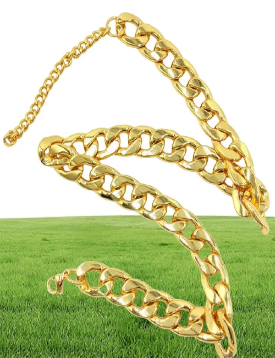 Dog supplies dog gold chain collar 10 mm wide Curb Cuban chain stainless steel whole pet jewelry2635513