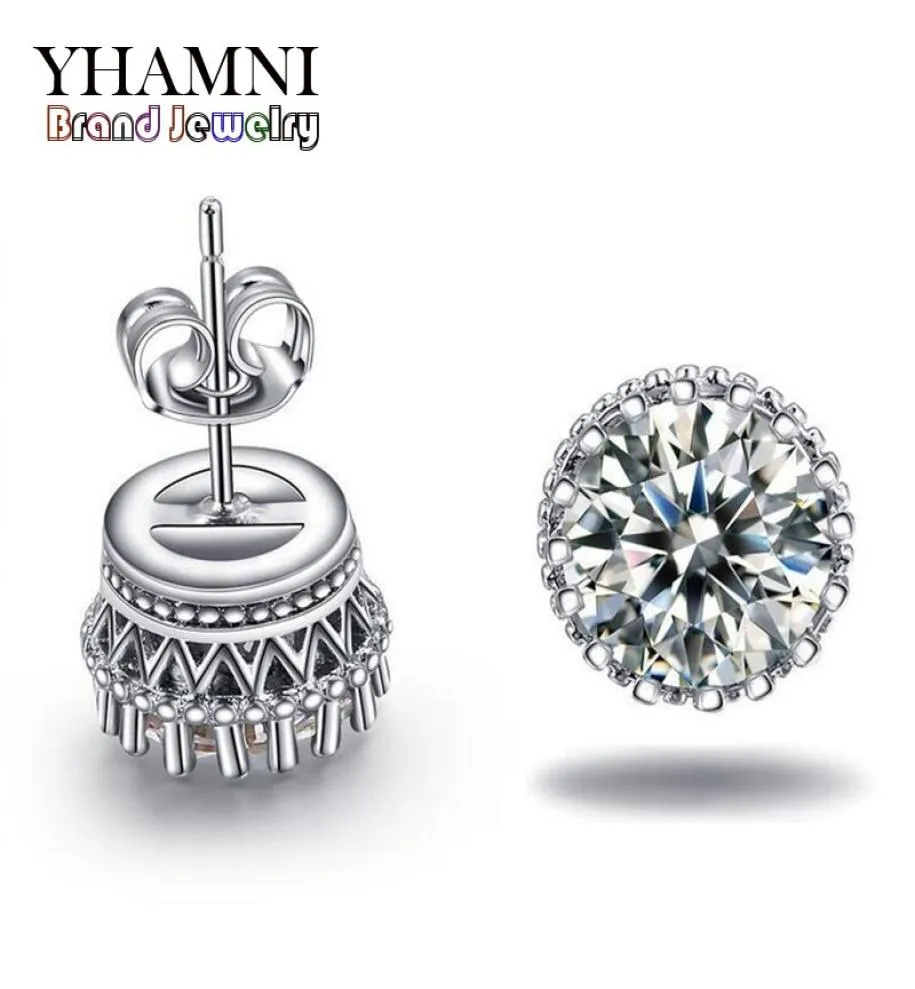 Yhamni New Arrival Sell Super Shiny Diamond 925 Sterling Silver Ladies Stud Crown Earrings Jewelry Whole E1007271334